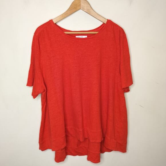 Chico's 100% Linen Knit Top Tee Tiered Short Sleeve - Picture 1 of 10